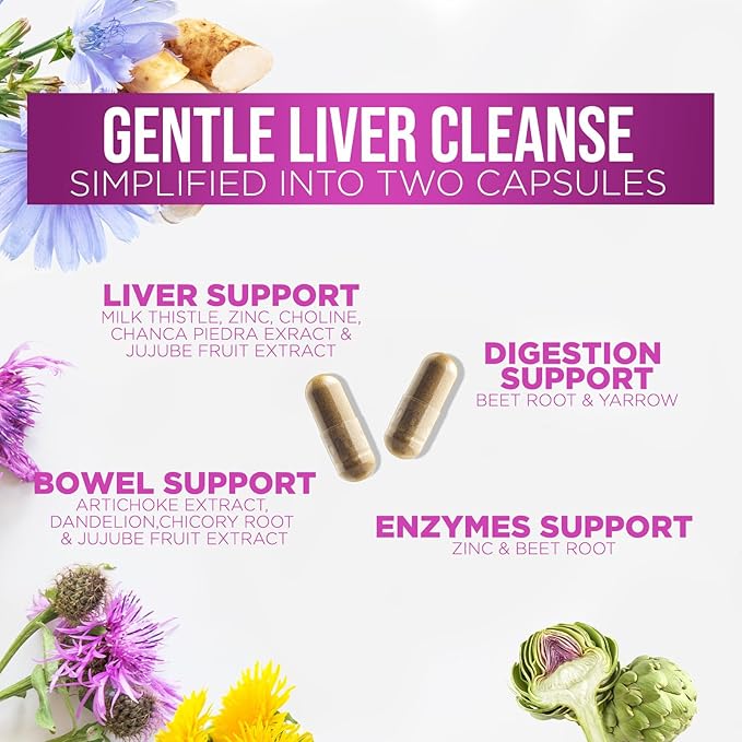 Liver Cleanse Detox & Repair Supplement – 21 Herb Formula with Milk Thistle, Dandelion, Artichoke, Chicory Root & Beet – Natural Liver Support for Detox & Wellness – Non-GMO, Vegan – 120 Capsules
