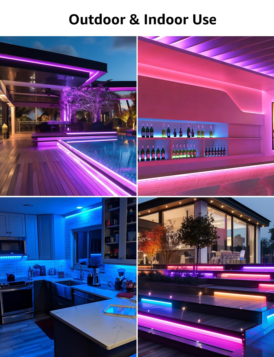 Lepro WiFi Smart LED Strip Light 10M 300LED, IP65, Works with Alexa and Google Home, Smart Life App Control, Colour Changing RGB LED Lights for Kitchen, Christmas, 2 Rolls of 5M