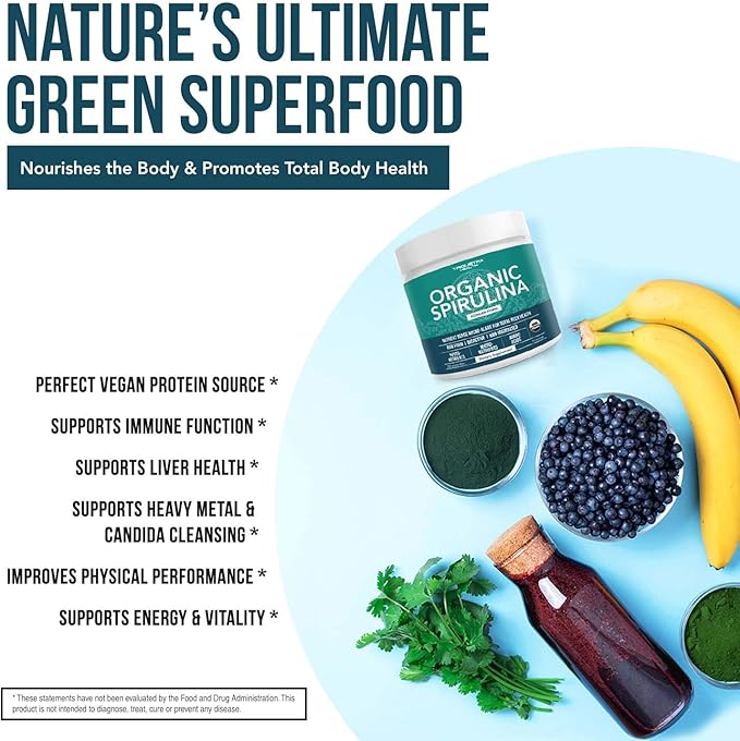 Triquetra Health Organic Spirulina Powder Plus Liquid Ionic Zinc