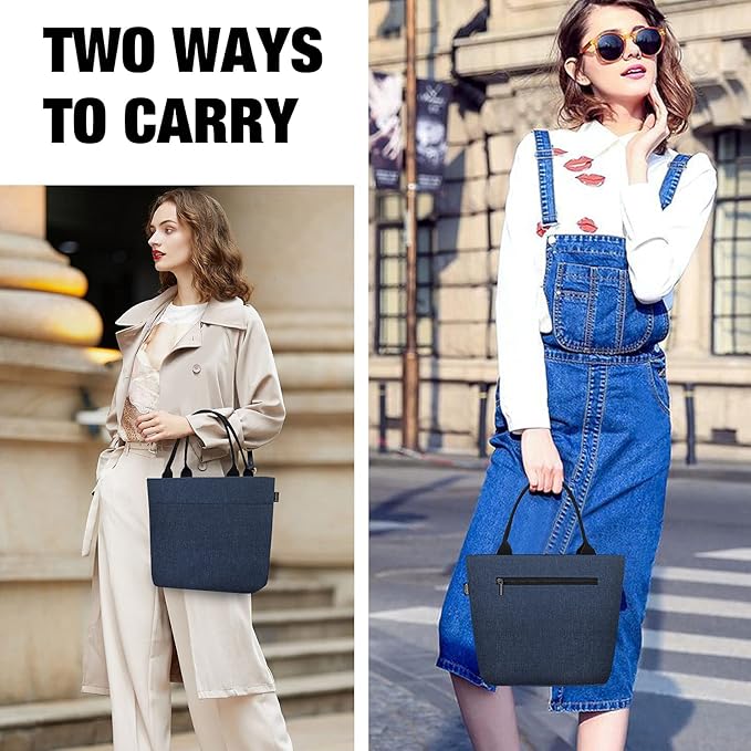 Aosbos Insulated Lunch Bag for Women, Blue, 10.0L x 5.5W x 10.0H Inches, Leakproof & Waterproof, Long-Term Insulation, Stylish & Portable, Perfect for Work, Travel, Shopping or Outdoor Activities