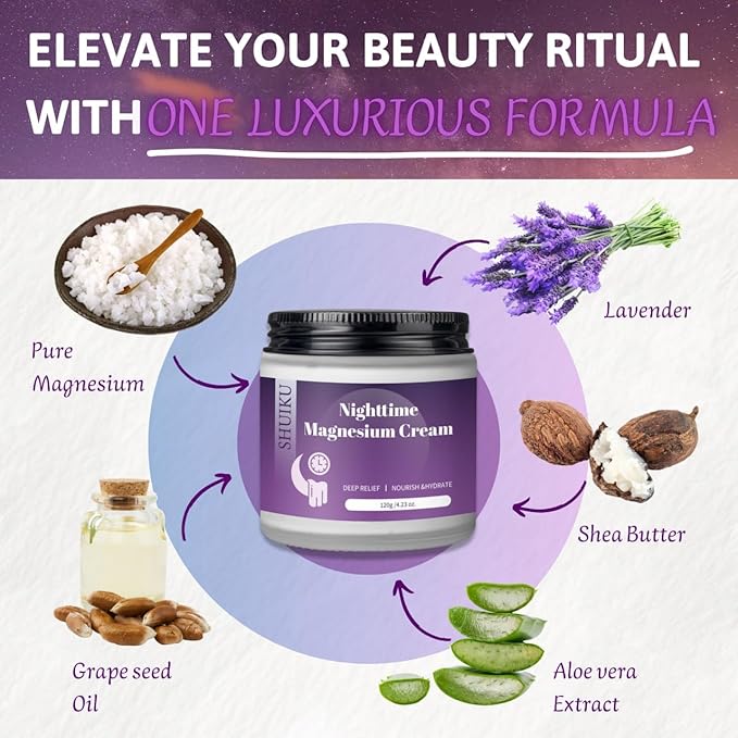 Magnesium Lotion for Sleep & Calm, Topical Magnesium Cream for Relaxation, Nightly Calm, Better Sleep, and for Leg Cramps & Pain