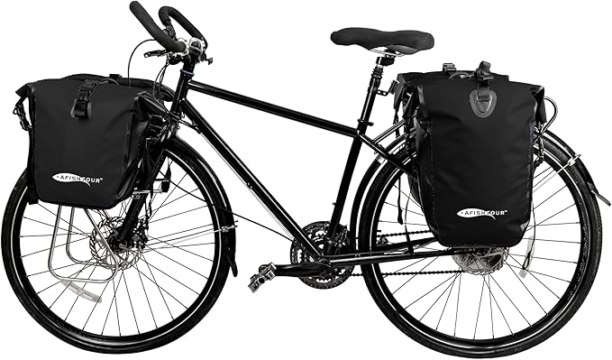 Waterproof Bike Pannier - 15L Saddle Bag for Bicycles Rear Rack - Bike Bag for Grocery, Laptop (Black, 1 PCS)