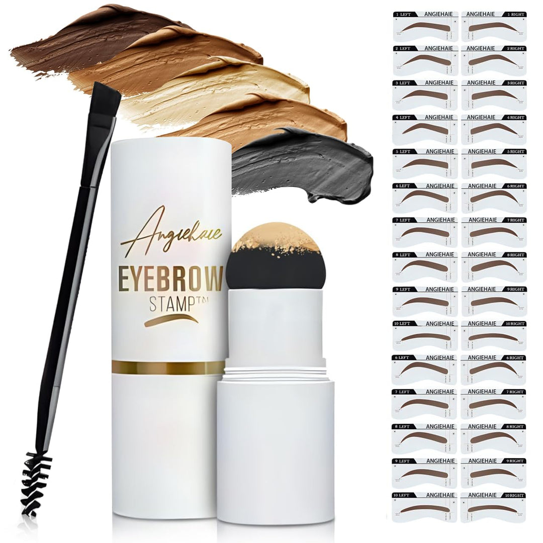 Eyebrow Stamp Stencil Kit Pomade (Blonde), 24 Reusable Thin & Thick Stencils, and Shaping Tools for a Defined, Natural Look.