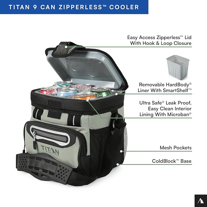 Arctic Zone Titan Deep Freeze Cooler - Zipperless Hardbody Cooler - Small & Large Capacity- Beach & Camping Cooler - Deep Freeze Insulation, HardBody Liner, and SmartShelf
