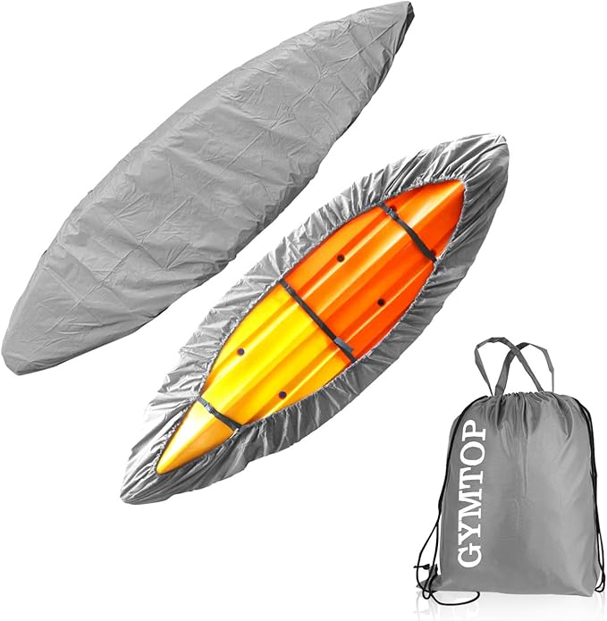 7.8-18ft Waterproof Kayak Canoe Cover-Storage Dust Cover UV Protection Sunblock Shield for Fishing Boat/Kayak/Canoe 7 Sizes [Choose Color] (Gray(Upgraded), Suitable for 15.3-16.5ft Kayak)