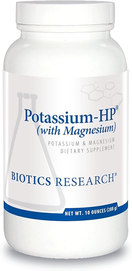 Biotics Research Potassium HP Potassium with Magnesium, Powdered Formula, Electrolyte, Supports Cardiovascular, Renal and Bone Health, Essential Mineral for Vascular and Muscle Function, 10 Ounces