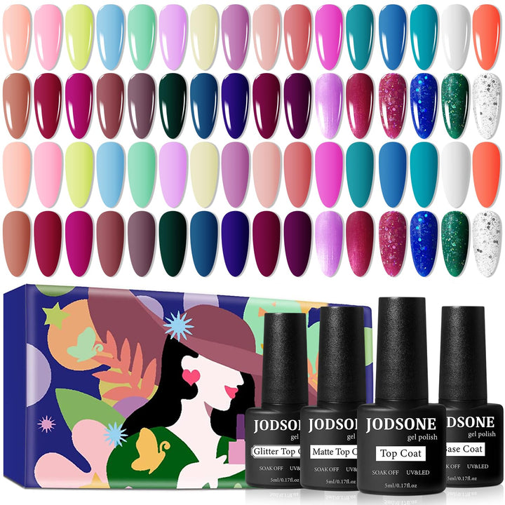 32+4 Pcs Gel Nail Polish Kit | Glitter Soak Off Gel for DIY Manicure