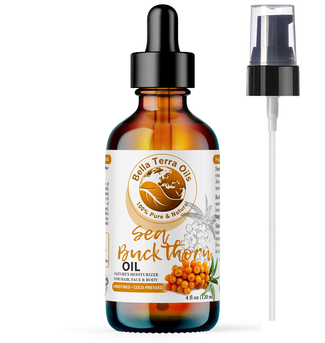Bella Terra Oils - Seabuckthorn Berry Oil 4Oz - Experience Nature'S Luxurious Touch, Brimming With Vitamin E & Carotenoids, Tran