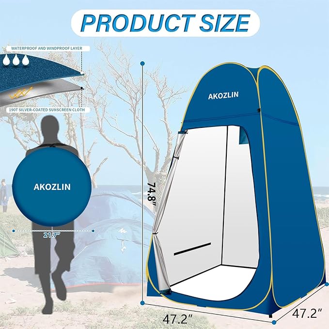 AKOZLIN Portable Pop Up Shower Tent Instant Privacy Dressing Changing Tent Outdoor Shower Room Camp Toilet Tent