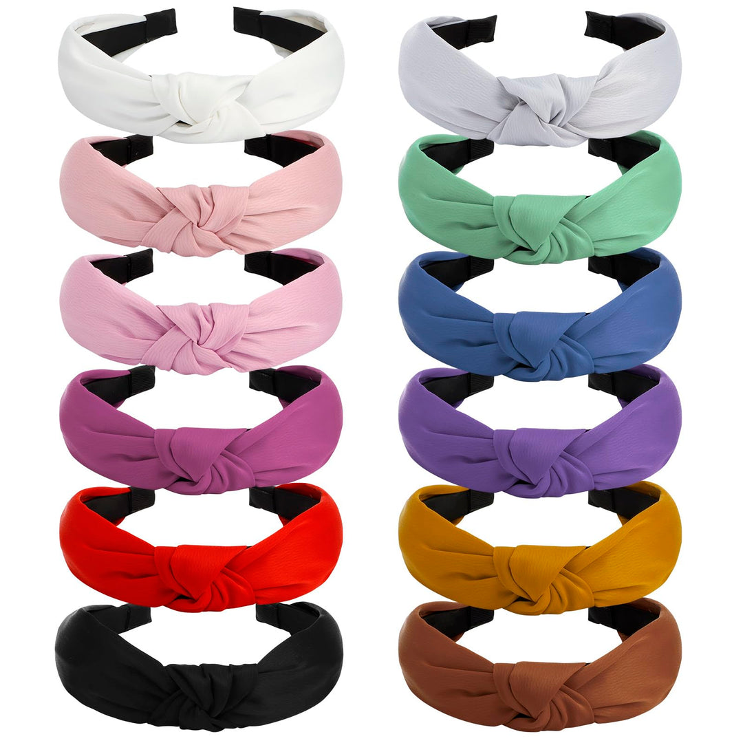 Velscrun Pearl Headbands With Beads: White, Pink, Red, Blue Knotted Wide Top Knot Hair Accessories For Women And Girls