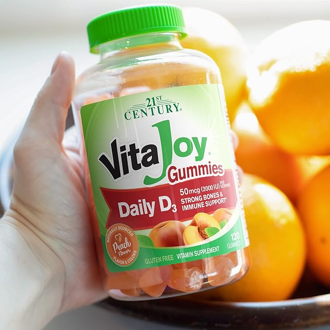 21st Century VitaJoy Daily Vitamin D3 50 mcg (2,000 IU) Gummies, Peach, 120 Count