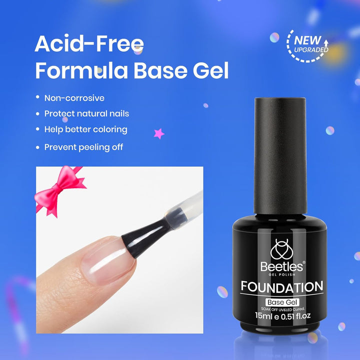 Beetles 3Pcs Builder Nail Gel Set | 15ml No Wipe Top Coat & Base Coat | Long-Lasting Shine for Women