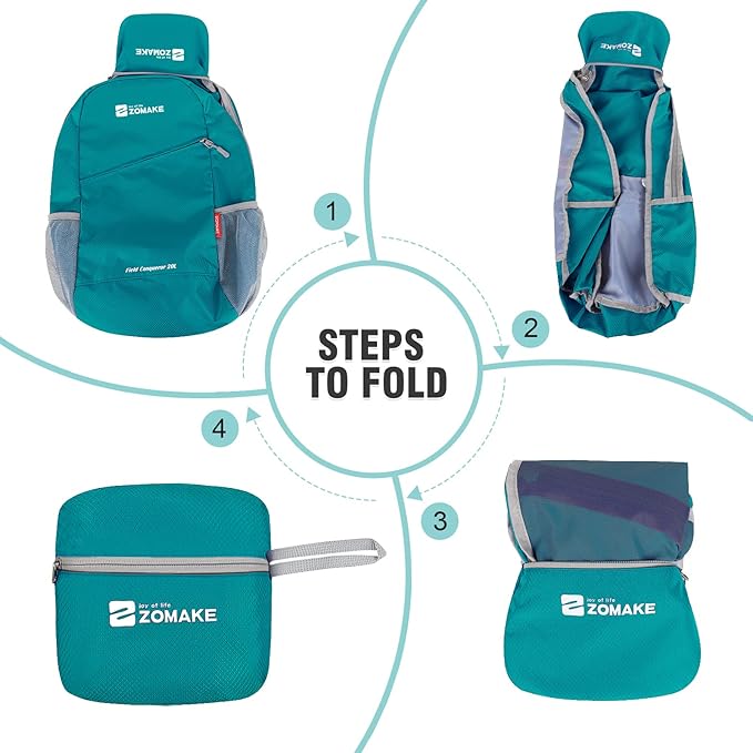 ZOMAKE Lightweight Packable Backpack 20L, Foldable Backpacks Small Daypack for Hiking Water Resistant Day Bag for Travel