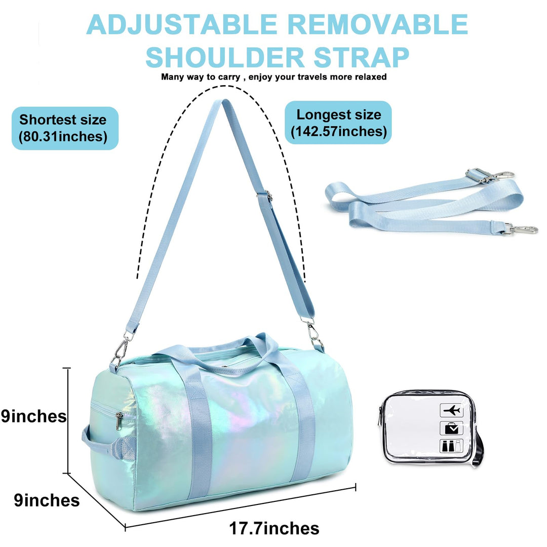 BLUBOON Duffle Bag Girls Kids Cute Gym Bag with Shoes Compartment & Wet Separation Waterproof Sports Overnight Travel Bag
