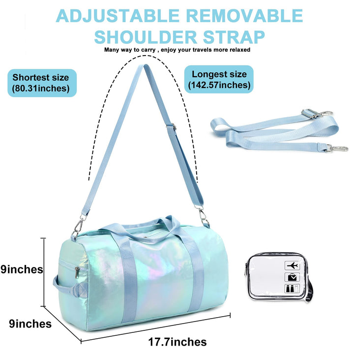 BLUBOON Duffle Bag Girls Kids Cute Gym Bag with Shoes Compartment & Wet Separation Waterproof Sports Overnight Travel Bag
