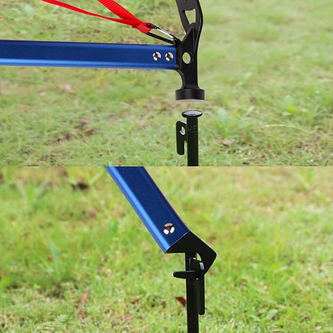 Carbon Steel Aluminum Camping Hammer, 12" Small Lightweight Three-in-One Functional Tent Stake Hammer for Hiking Kit Blue