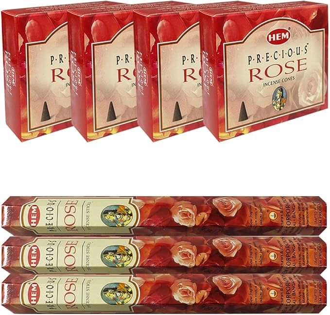 Precious Rose Incense sticks and cone incense holder variety pack #2 bundle insence insense insienso