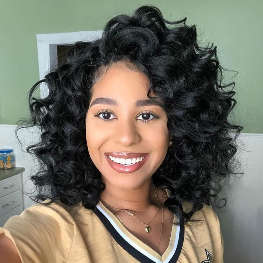 Toyotree Ocean Wave Crochet Hair - 9 Inch 8 Packs Natural Black Short Curly Deep Wave Crochet Hair, Synthetic Ocean Wave Braidin