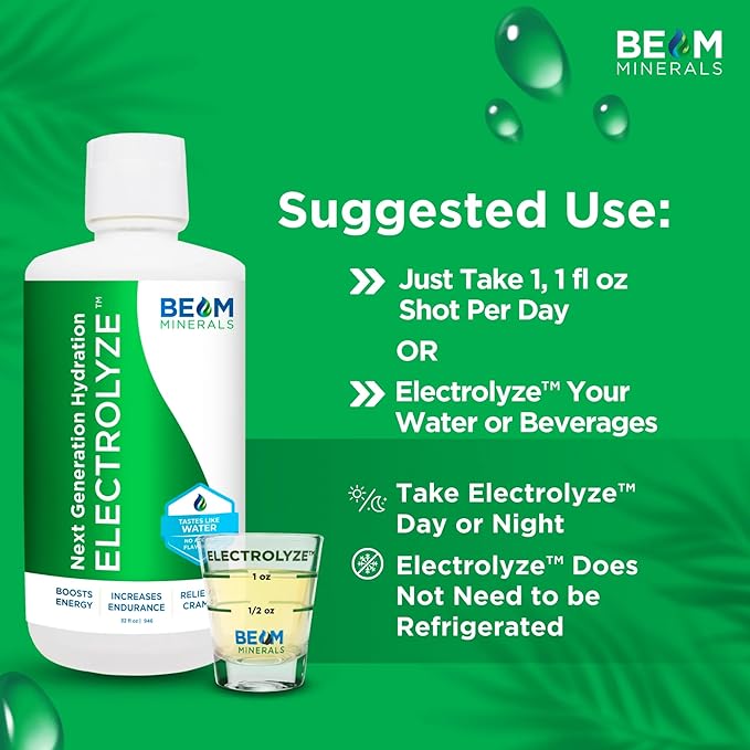 Beam Minerals Electrolyze | Electrolyte Imbalance Solution | Gold Standard Electrolytes Replenishment | Electrolyte Supplement Liquid | Fulvic Acid Trace Mineral Micronutrients Supplements | 32 fl Oz