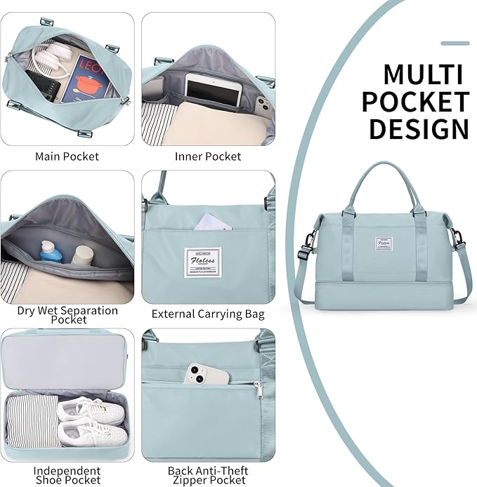 Travel Duffel Bag,Sports Tote Gym Bag,Shoulder Weekender Overnight Bag for Women