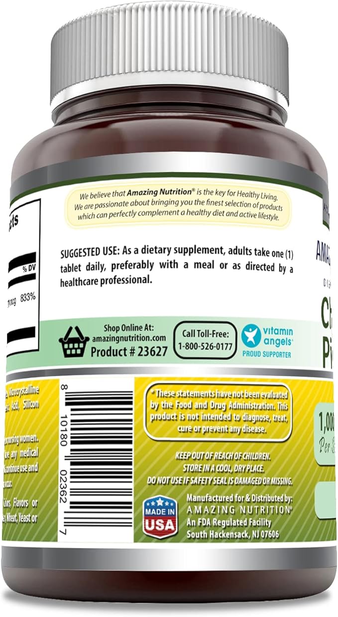 Amazing Formulas Chromium Picolinate Supplement | 1000 Mcg | 120 Tablets | Non-GMO | Gluten-Free | Made in USA