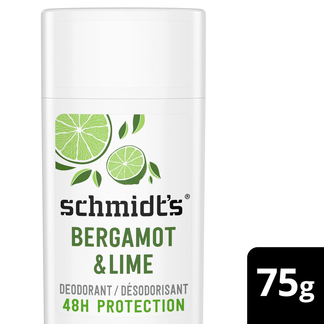 Schmidt's Aluminum Free Natural Deodorant for Women and Men, Bergamot and Lime with 24 Hour Odor Protection, Certified Natural, Vegan, Cruelty Free, 2.65 oz