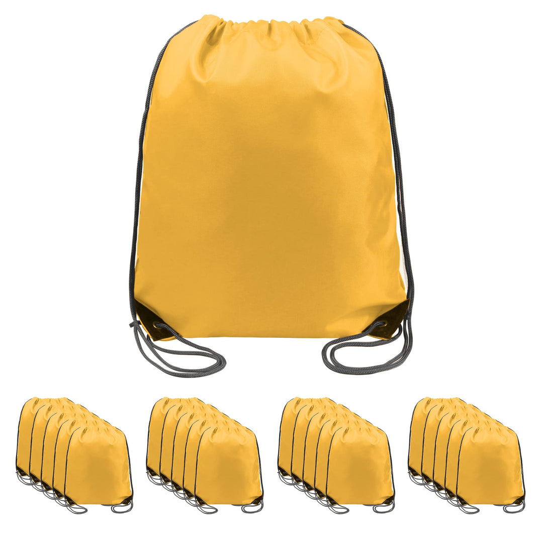 BeeGreen 20 pieces Wholesale Yellow Drawstring Backpack Bags Cinch Bags Bulk Heavy Duty String Backpack Machine Washable Lightweight Sackpack Outdoor Sport Bags for Men Women