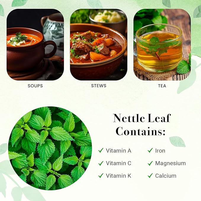 Nettle Leaves Dried 4 oz | Nettle Leaf Tea | Cut and Sifted | Stinging Nettle Herb Bulk | Non- Gmo, Ethically sourced | By Yogi's Gift®