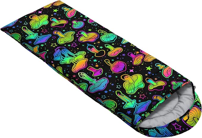 AILONEN Kids Floral Cat Camping Sleeping Bags,Lightweight & Waterproof,3 Season Warm & Cool Weather,Kawaii Kitten Sleeping Bags for Girls Adults,Travelling,Outdoors