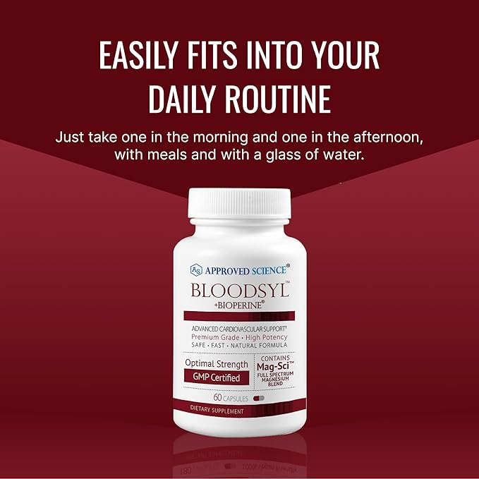 Approved Science Bloodsyl - Supports Blood Flow - Hawthorn Berry, Magnesium, BioPerine - Vegan - 60 Capsules - Pack of 1