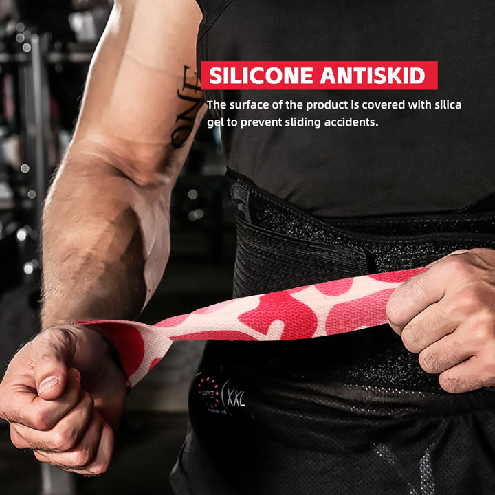 SKDK Cotton Hard Pull Wrist Lifting Straps Grips Band-Deadlift Straps with Neoprene Cushioned Wrist Padded and Anti-Skid Silicone - for Weightlifting, Bodybuilding, Xfit, Strength Training