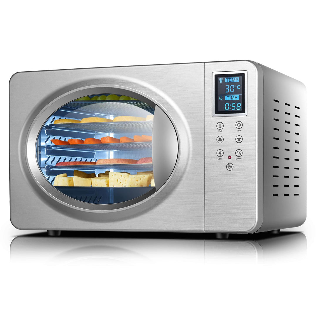 Septree 6 Trays Food Dehydrator, 500W Stainless Steel Meat Dehydrator for Jerky, Fruit Dryer Machine with 190℉ Temperature Control Adjustable Timer, for Herbs Vegetables Yogurt& Dog Treats, Silver