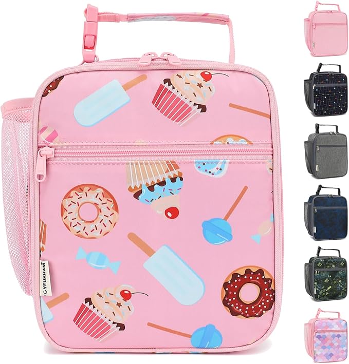 Lunch Box for Kids Boys Girls Men Women, Insulated Small Soft Cooler Lunch Bag Kit for School Work Picnic Travel - Reusable Portable lunchbox,Pink Cake