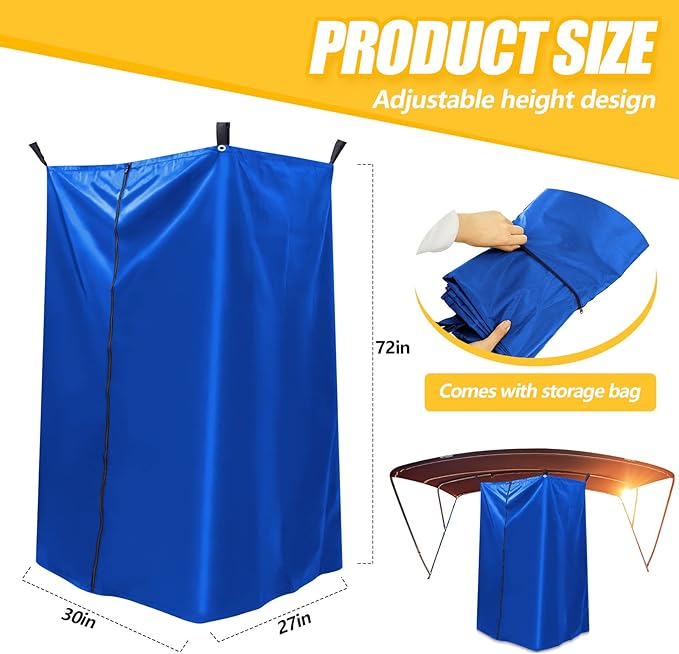 Boats Privacy Curtain Changing Room with Bag Portable Privacy Tent Easy Up Pontoon Enclosure Partition for Pontoons Boat Hanging Tent 27" W x 30" D x 72" H(Blue)