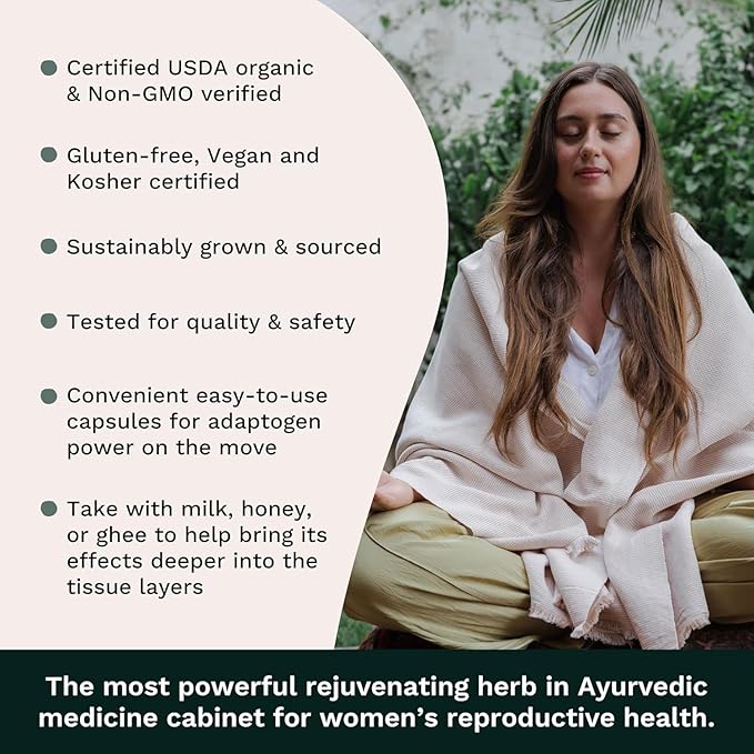 TRIBE ORGANICS Organic Shatavari Herbal Supplement - Hormonal Balance | Women’s Reproductive Health | Lactation | Immune & Inflammatory Support - Non-GMO USDA Organic 120 Vegan Capsules