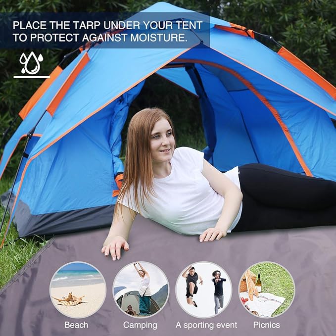REDCAMP Waterproof Camping Tent Tarp - 71"x83", 4 in 1 Multifunctional Tent Footprint for Camping, Hiking and Survival Gear, Lightweight and Compact