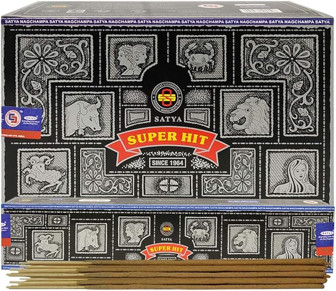 Super Hit Incense Sticks 15g x 12 and Incense Stick Holder Bundle Insence Insense Satya Incense