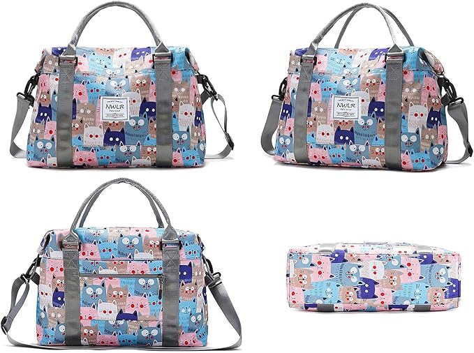 Travel Duffle Bag Weekender Overnight Bag Gym Tote with Dry and Wet Separated Pocket for Women Girls Shoulder Workout Duffel Bag Water Resistant (cute cats)