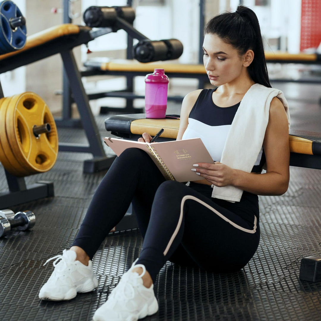 Fitness Journal for Women and Men, 8.8" x 6.6", Workout Log Sprial Book Planner for Tracking Progress and Achieving Your Wellness Goals, Pink