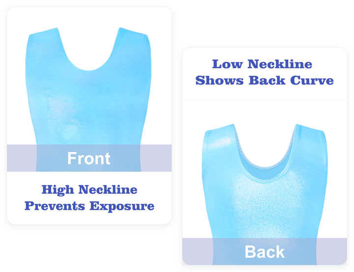 Domusgo Gymnastics Leotards for Girls Size 5-6 Years Old Shiny Blue One Piece Unitards with Shorts