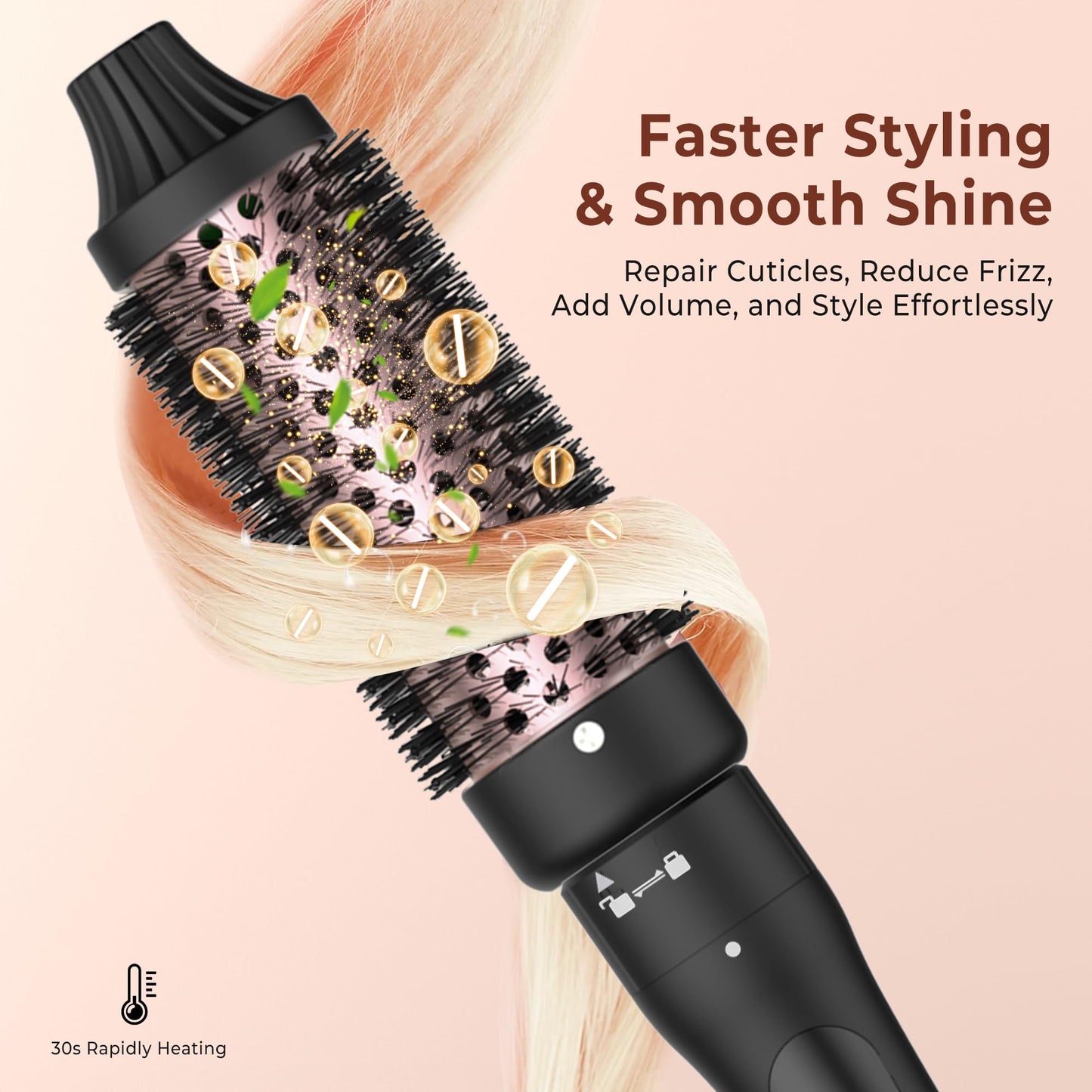 4 in 1 Thermal Brush Curling Iron Set, 25mm & 32mm Curling Wand Set and 32mm & 38mm Thermal Brush Hair Tool, 14 Temp Heating Setting Thermal Round Brush, Interchangeable Hair Curler 110-240V