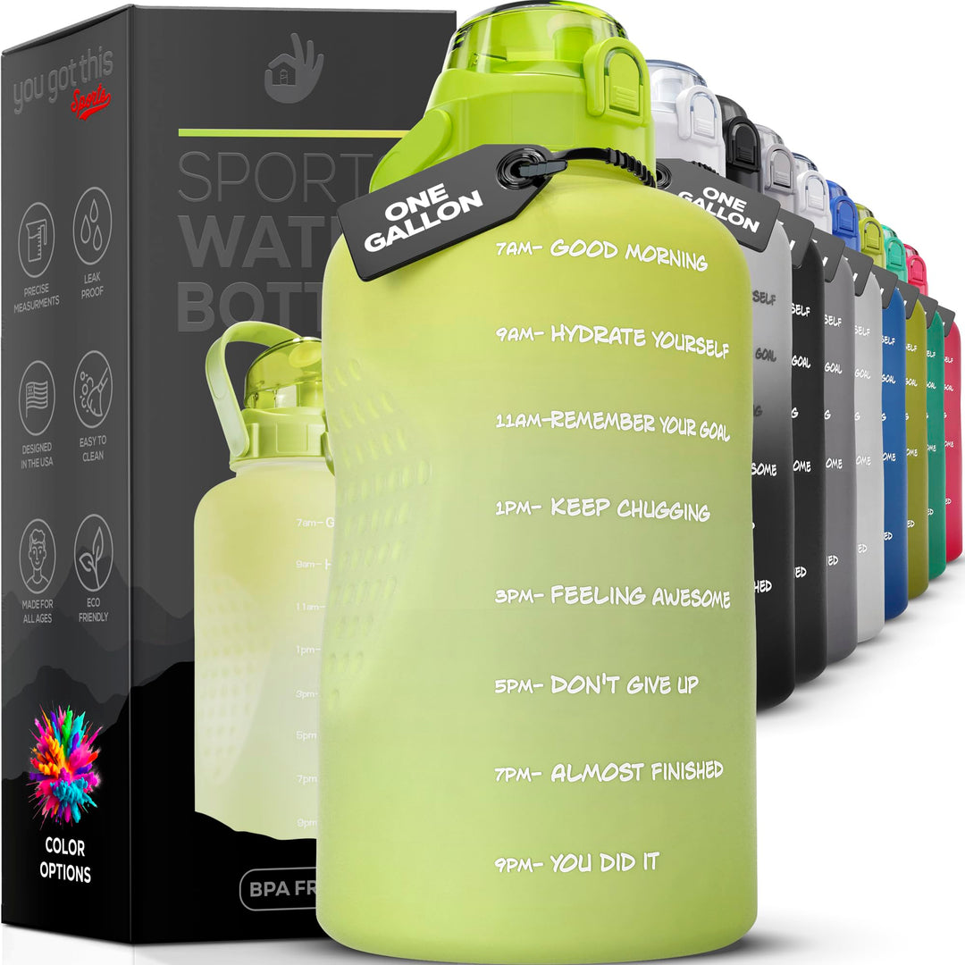 YOU GOT THIS LIVING Motivational Water Bottle with Straw & Handle,One Gallon Water Bottle 128 oz/3.8L,Reusable Water Jug, Achieve All-Day Hydration SpillProof, BPA FREE