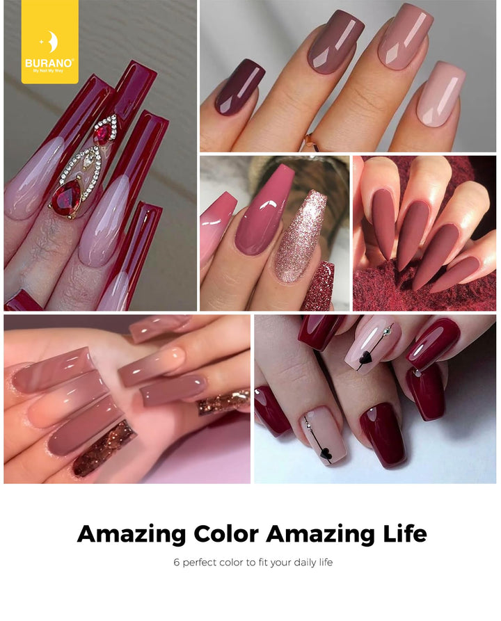 BURANO Poly Extension Gel Nail Kit, 6 Colors Nail Poly Nails Builder Gel Set for Beginner & Professional Using, Poly Nail Gel Kits DIY Starter Kit Nail Art Gift (05 Skin nude)