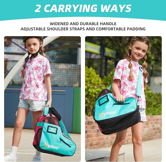 Roller Skate Bag - Breathable Large Capacity Ice Skate Bag with Adjustable Shoulder Strap - Fits Most Inline, Ice and Roller Skate Accessories for Kids and Adults