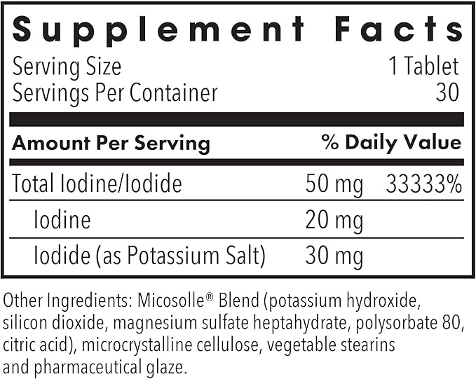 Optimox Iodoral 50 mg Supplement - Potassium Iodide Tablets, High Potency Iodine Tablets, Iodine Supplements for Thyroid Support, Daily Vitamins and Minerals, Lugol's Iodine Solution - 30 Count.