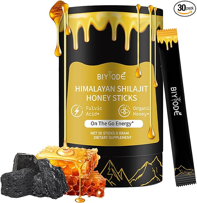 Taste of Honey Shilajit | Pure Himalayan Shilajit | Ashwagandha, Gokshura | Fulvic Acid & 85+ Trace Minerals for Men, Women | Non-GMO | Lab Tested | 30 Sticks