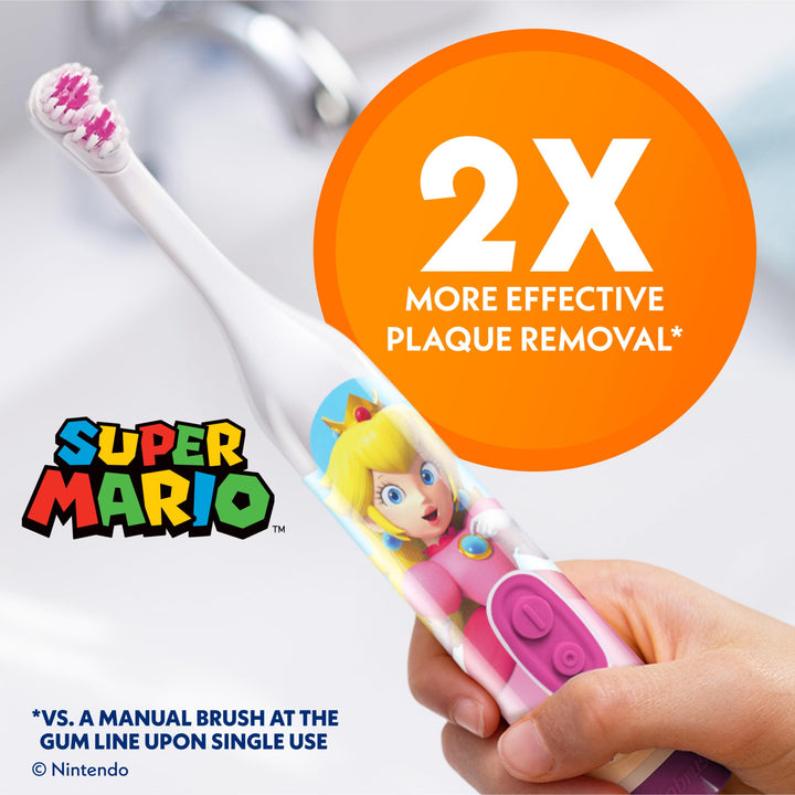 Spinbrush Princess Peach Kid’s Electric Battery Toothbrush, Soft Bristles
