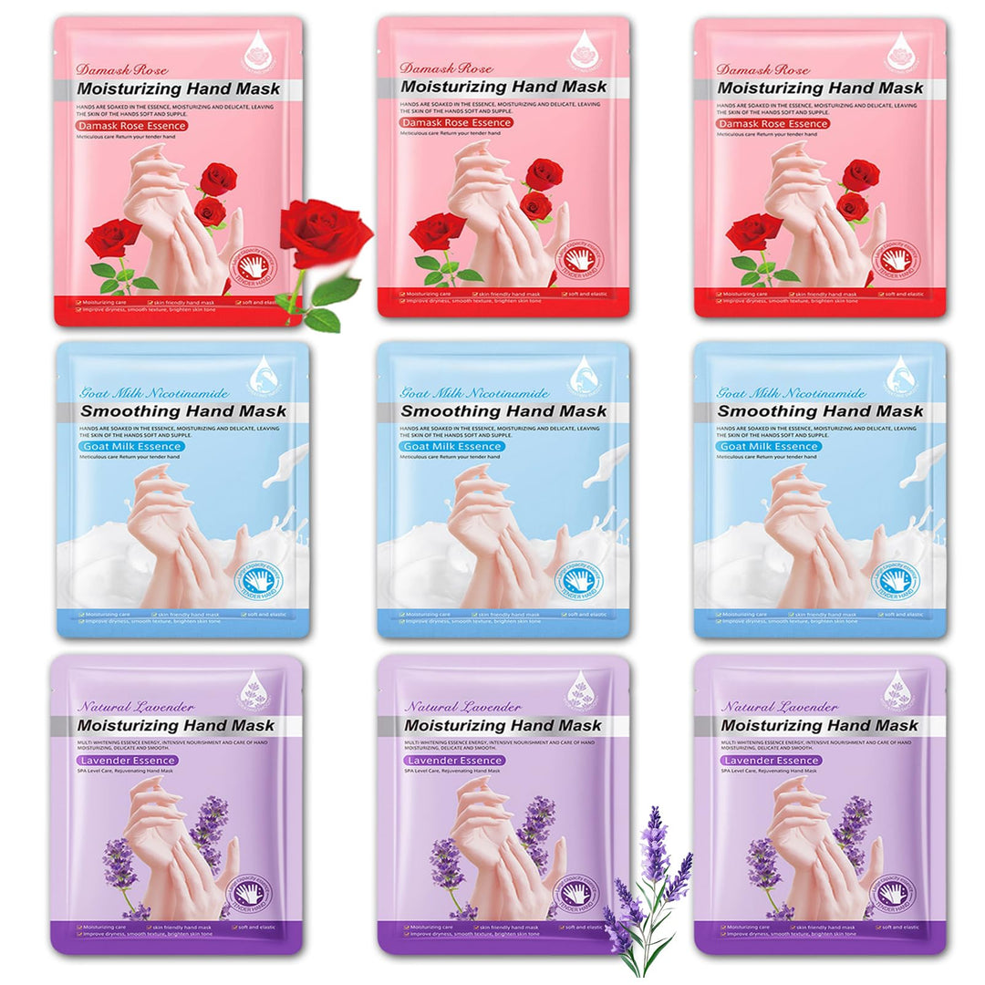 ASMAYSA Moisturizing Hand Mask Gloves, 9 Pairs Hydrating Hand Mask For Dry Cracked Hands, Hand Peeling Mask, Hand Exfoliator Peeling Mask for Women