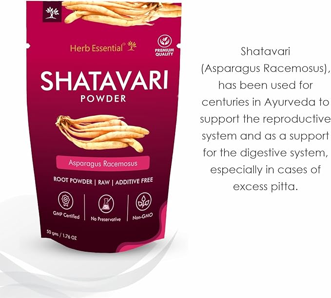 3.52 Ounce 100% Natural Shatavari Powder, Asparagus Racemosus, Pure Ayurvedic Herb for Energy & Vitality, Vegan, No Preservatives, (1.76 Ounce Pack of 2)