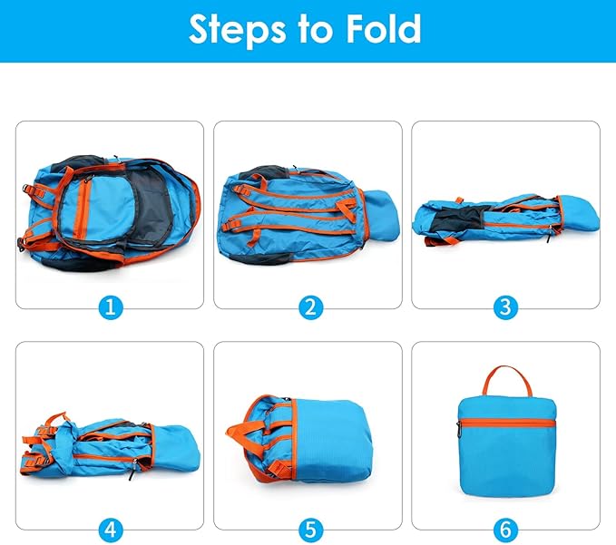 20L Lightweight Hiking Backpack, Foldable Waterproof Daypack, Packable Travel Backpack for Men & Women (Blue)